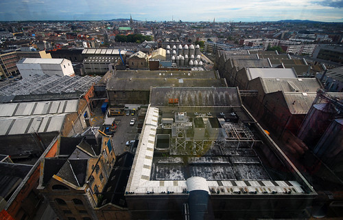View from the upper windows in the Guinness Storehouse at St. James's Gate Brewery in Dublin, Ireland