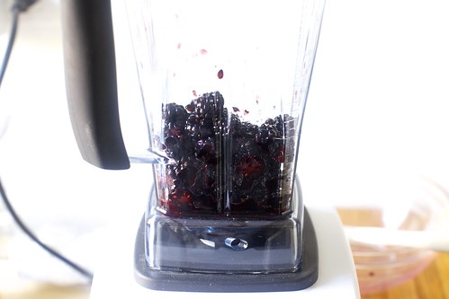 half-blending blackberries