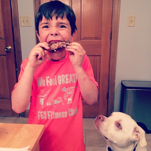 Eli, eating ribs: "I feel like a wolf or a black bear, eating my prey." Gus: "Dropitdropitdropit."