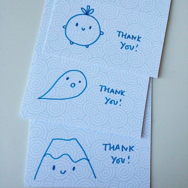 Packing orders and doodling thank you notes.