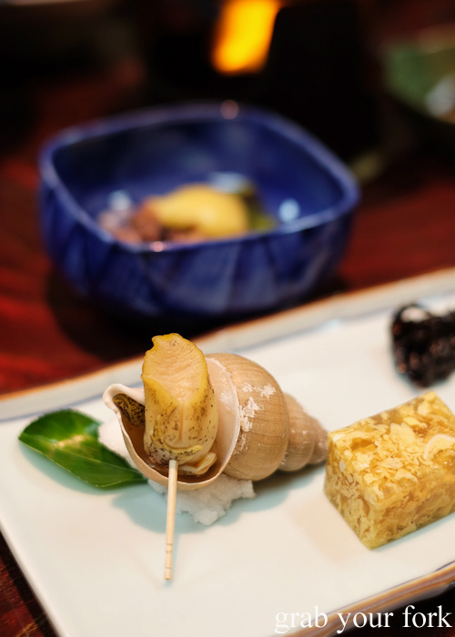 Cooked whelk at Nakayasu Ryokan, Kanazawa