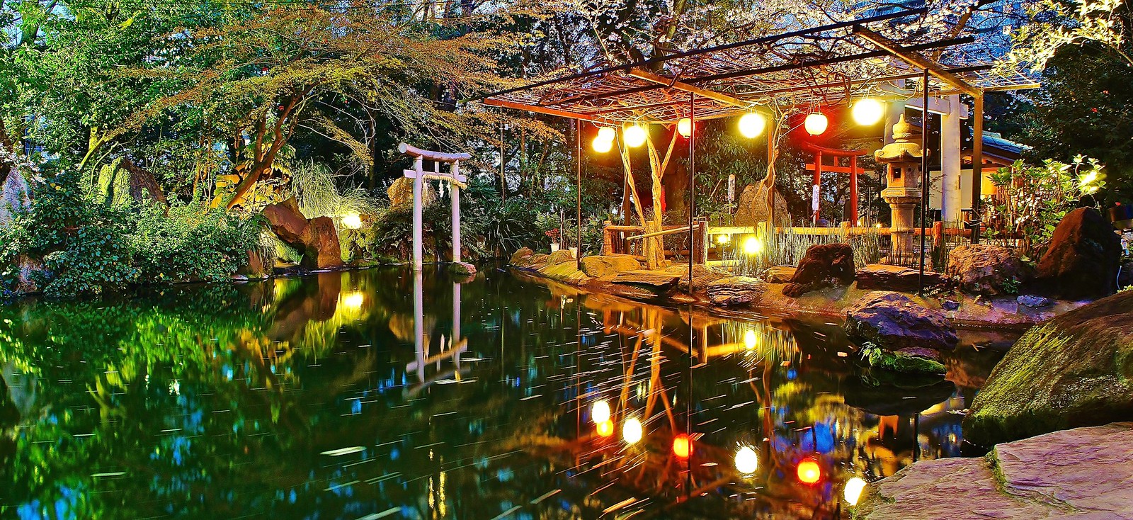 Pond reflections at Atago Shrine