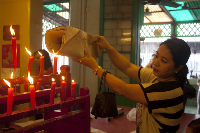 Chinese Women Offering Prayer - Chinese New Year 2015, Kolkata, India
