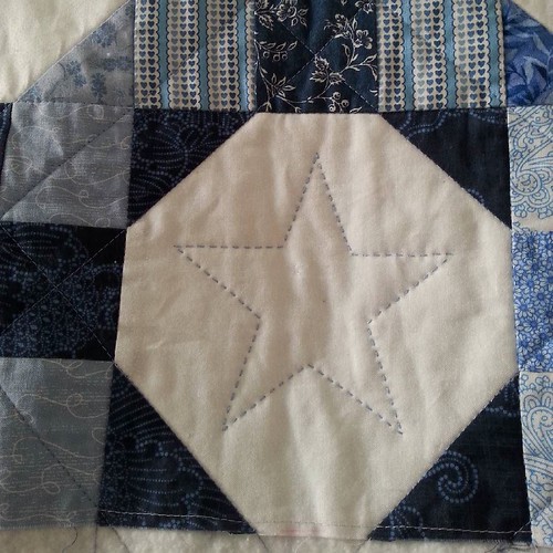 One down, 126 to go. And I got all the way back to the starting point before I realised I hadn't checked the star was the right way up on the quilt! Fortunately, it's pointing at the top (which could have been the bottom), not a side - phew! Thread is Anc