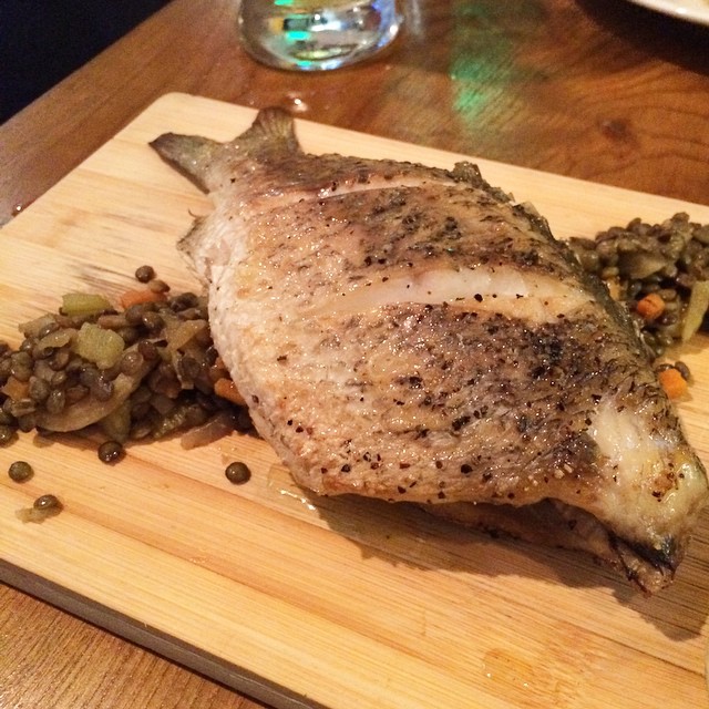 Despite its size, the pan-fried sea bass tasted well seasoned, with its skin slightly crispy. It was well and evenly cooked on both side - no wonder it took some time to reach the table! The combination of roast carrot, fried lentil and fennel went surpri