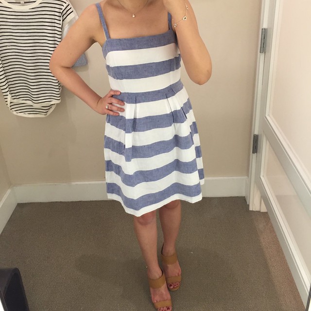  LOFT Striped Pleated Skirt Dress, size 00P