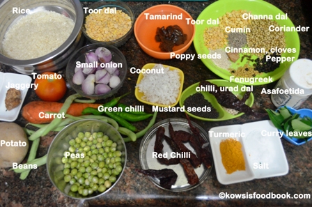 Ingredients for bisi bele bath