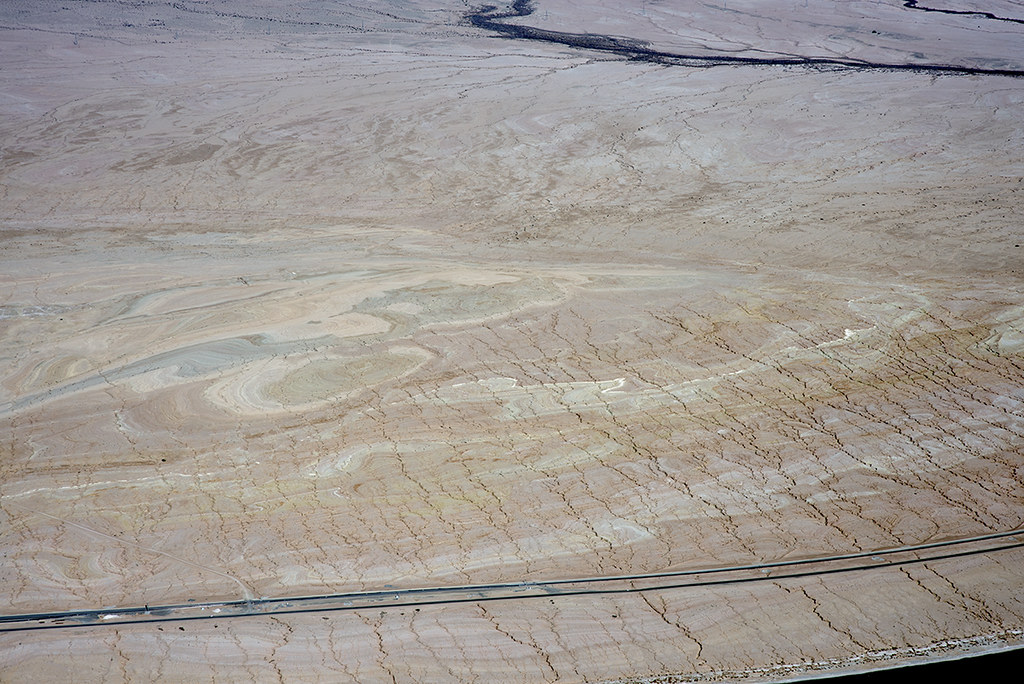 Aerial view of folded strata and the San Andreas Fault, Durmid Hill, Imperial County, California