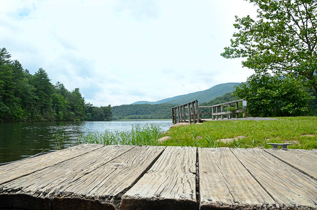 The powerful beauty of the lake and mountains at Douthat State Park in Virginia is evident even from the boat launch