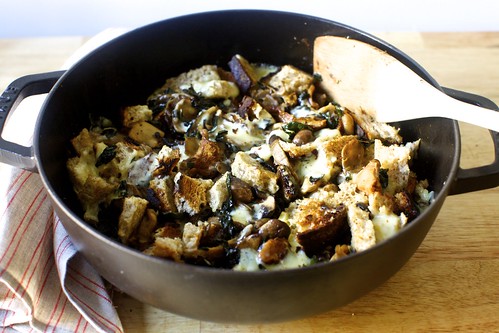 mushrooms and greens with toast