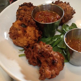 Indian fritters at Laughing Seed cafe in Asheville, NC.