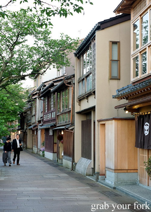 Old Japanese teahouses by the river in Kanazawa