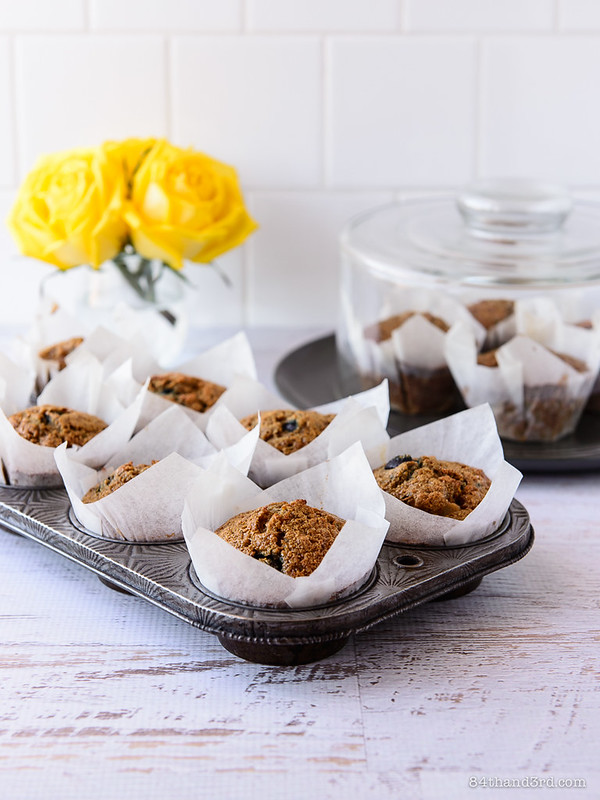 Wholewheat Pear & Blueberry Muffins