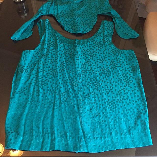 Teal Silky Spotted Top - In Progress