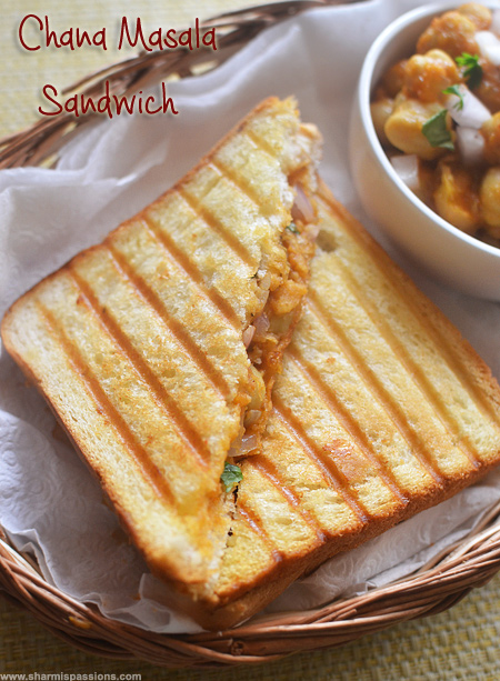 Chana Masala Sandwich - Grill Sandwich Recipes - Sharmis Passions