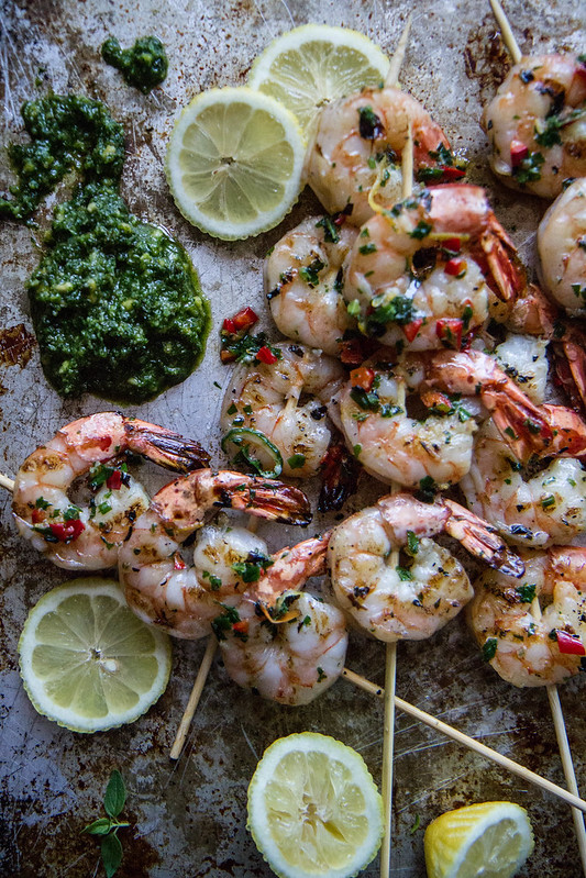 Grilled Shrimp Skewers with Coconut Compound Butter