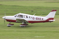 G-BXEX - 1977 build Piper PA-28-181 Cherokee Archer II, rolling for departure on Runway 26L at Barton