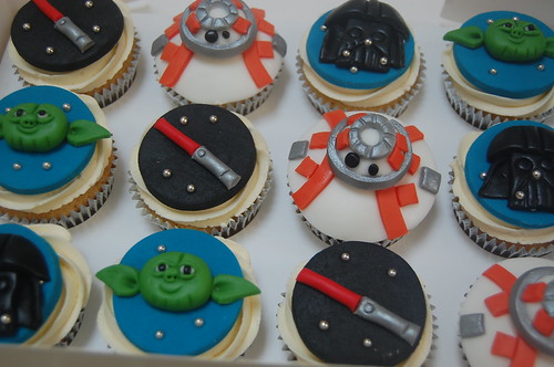 Our best selection yet - BB8, Yoda, Darth Vader and Light Sabers! The Ultimate Star Wars Cupcakes - from £2.50 each (minimum order 12).
